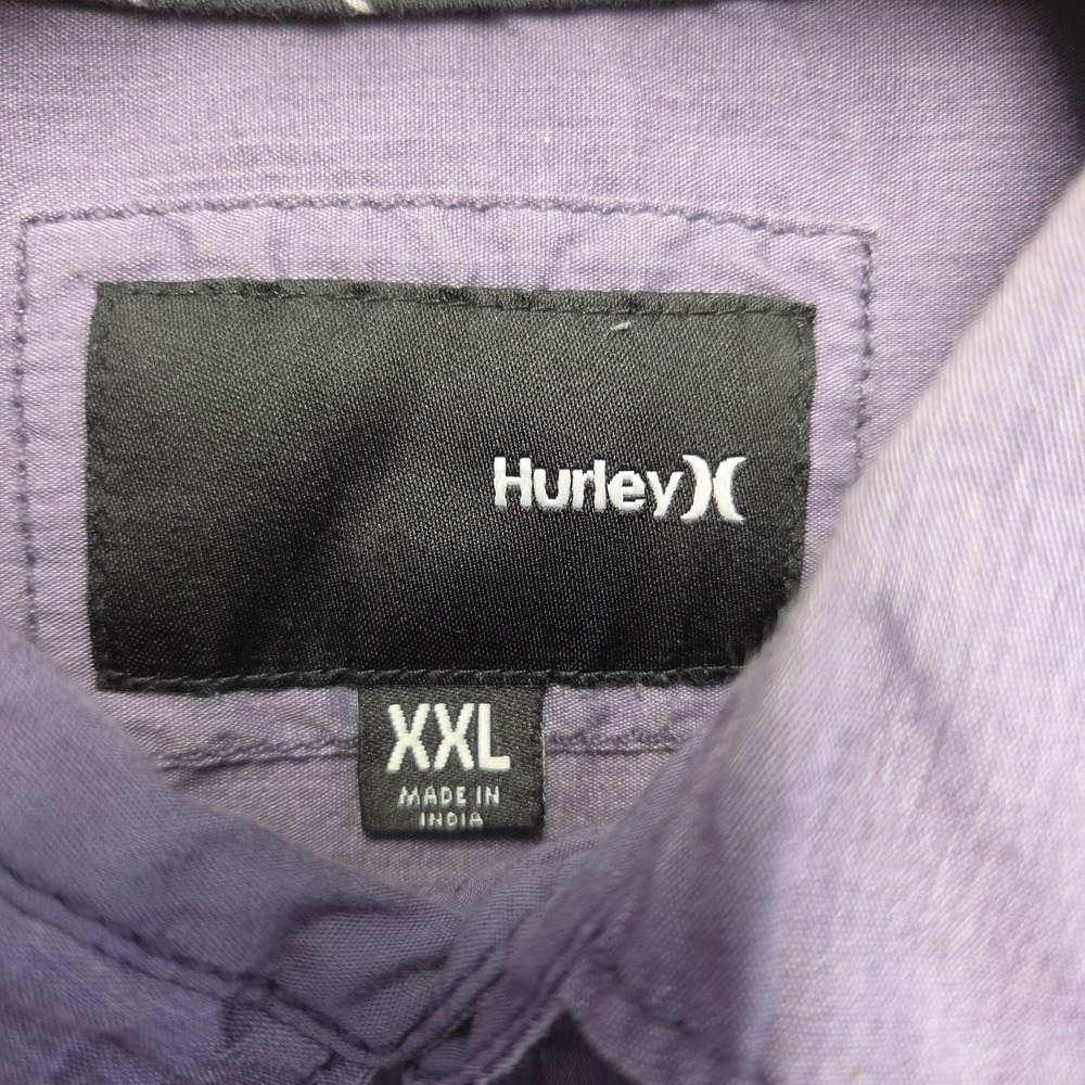 Hurley Shirt Mens Gray Solid Casual Button Down Long Sleeve Collared Size 2XL - Picture 4 of 10
